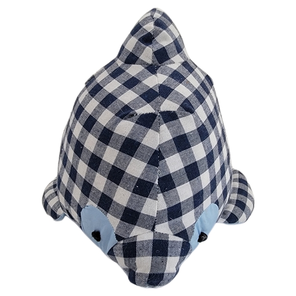 Morgan Dolphin Porpoise Whale Weighted Door Stop Blue Plaid or Shelf Sitter - Picture 2 of 7